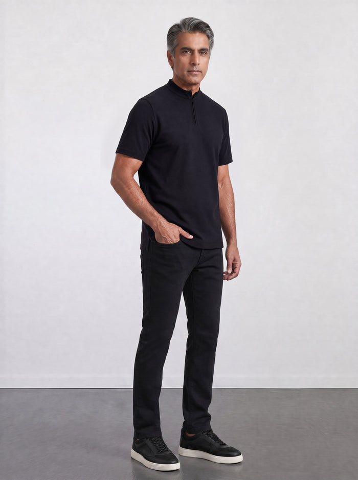 THE ACTIVE - QUARTER ZIP HALF TEE - BLACK