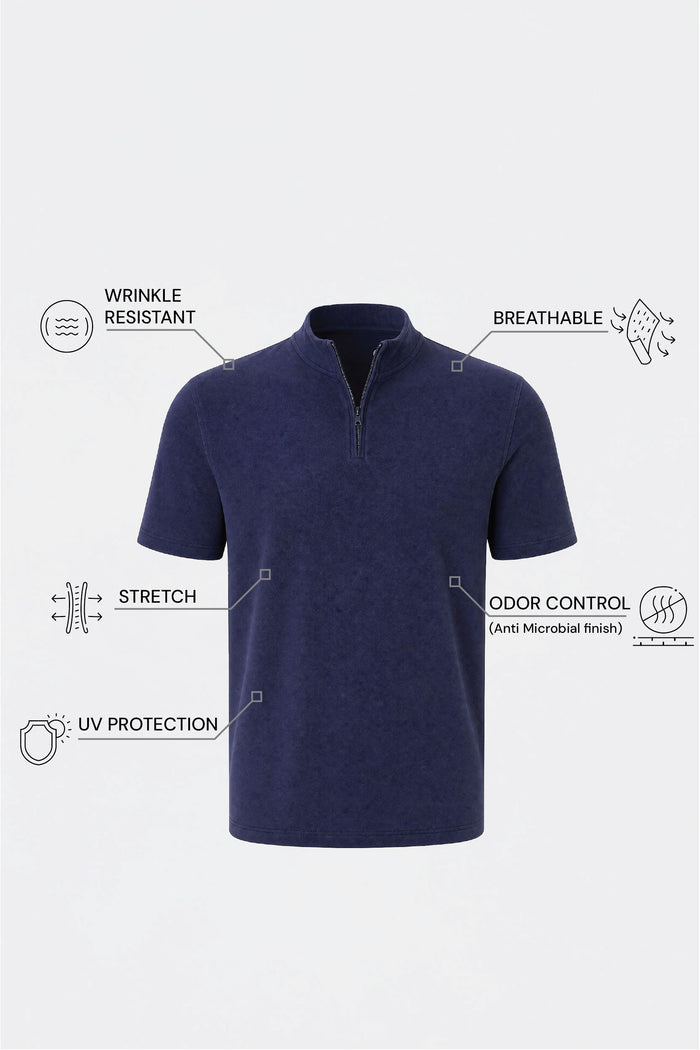 THE ACTIVE - QUARTER ZIP HALF TEE - NAVY BLUE