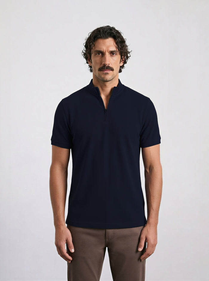 THE ACTIVE - QUARTER ZIP HALF TEE - NAVY BLUE