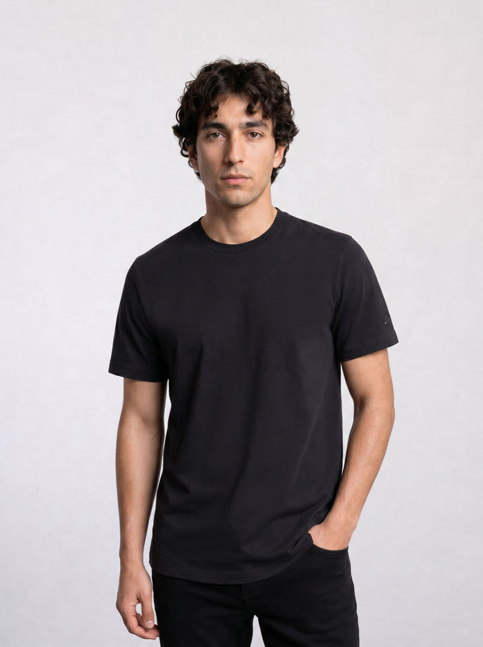 THE ACTIVE - SLIM HALF TEE - BLACK