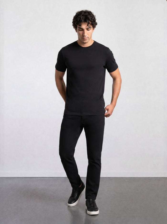 THE ACTIVE - SLIM HALF TEE - BLACK