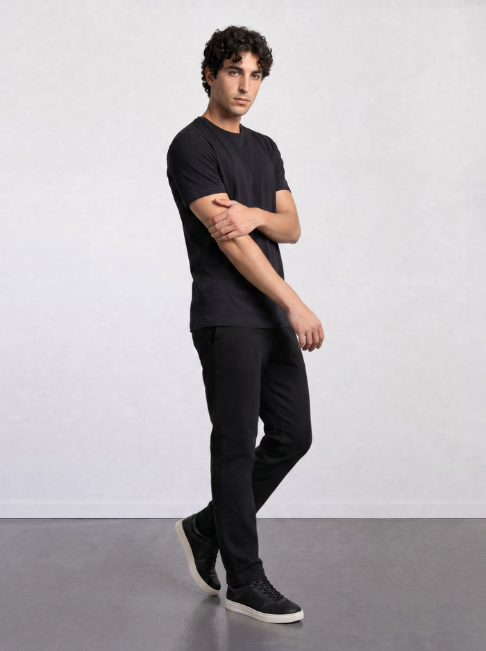 THE ACTIVE - SLIM HALF TEE - BLACK