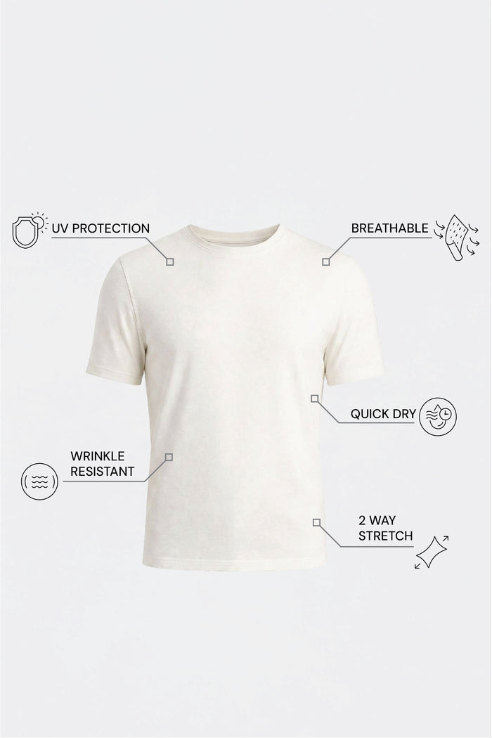 THE ACTIVE - SLIM HALF TEE - OFF WHITE