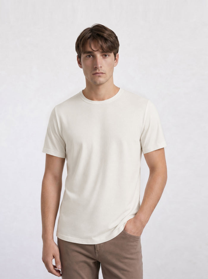 THE ACTIVE - SLIM HALF TEE - OFF WHITE