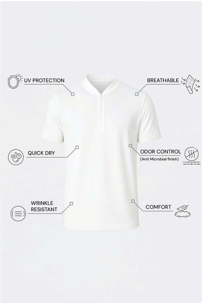 THE APEX - QUARTER ZIP POLO - COTTON WHITE