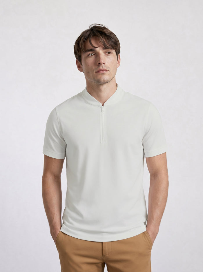 THE APEX - QUARTER ZIP POLO - COTTON WHITE