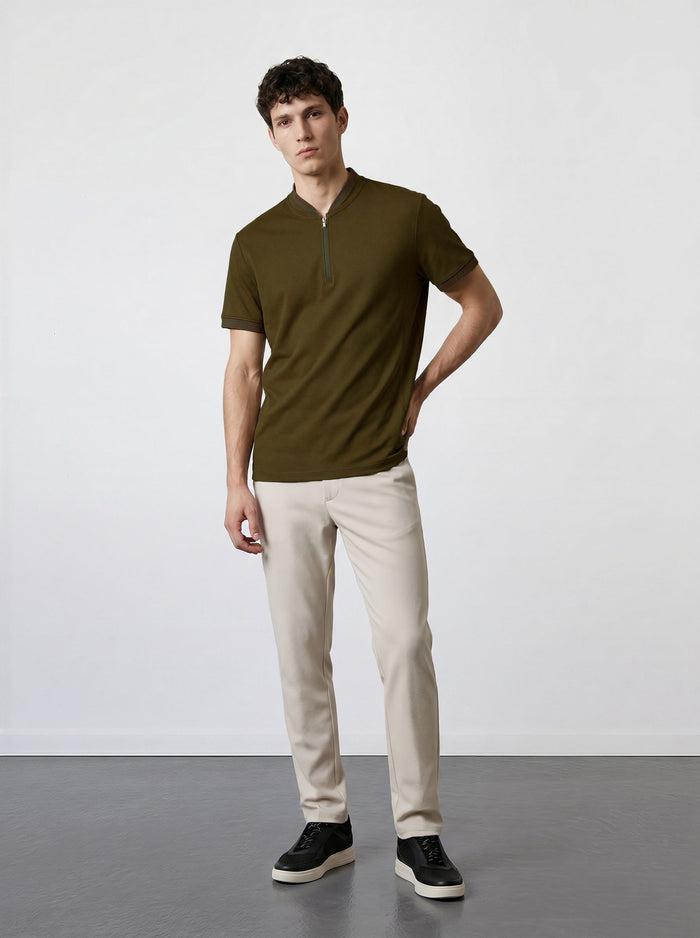 THE APEX - QUARTER ZIP POLO - MILITARY GREEN