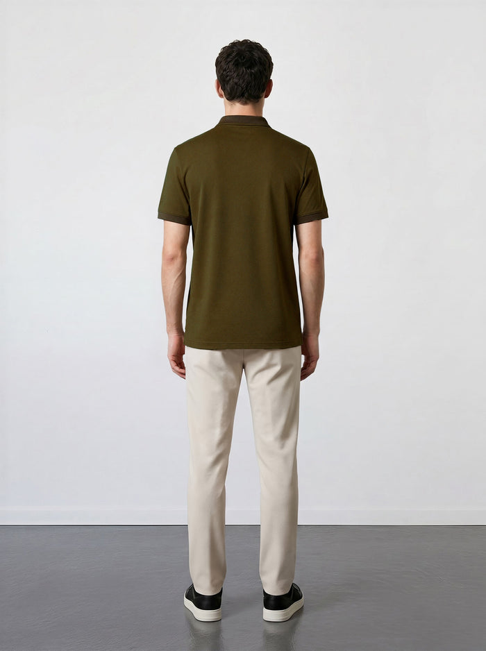 THE APEX - QUARTER ZIP POLO - MILITARY GREEN