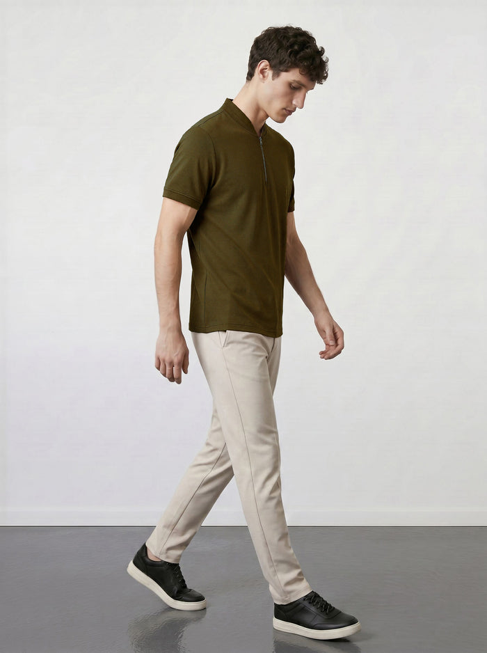 THE APEX - QUARTER ZIP POLO - MILITARY GREEN