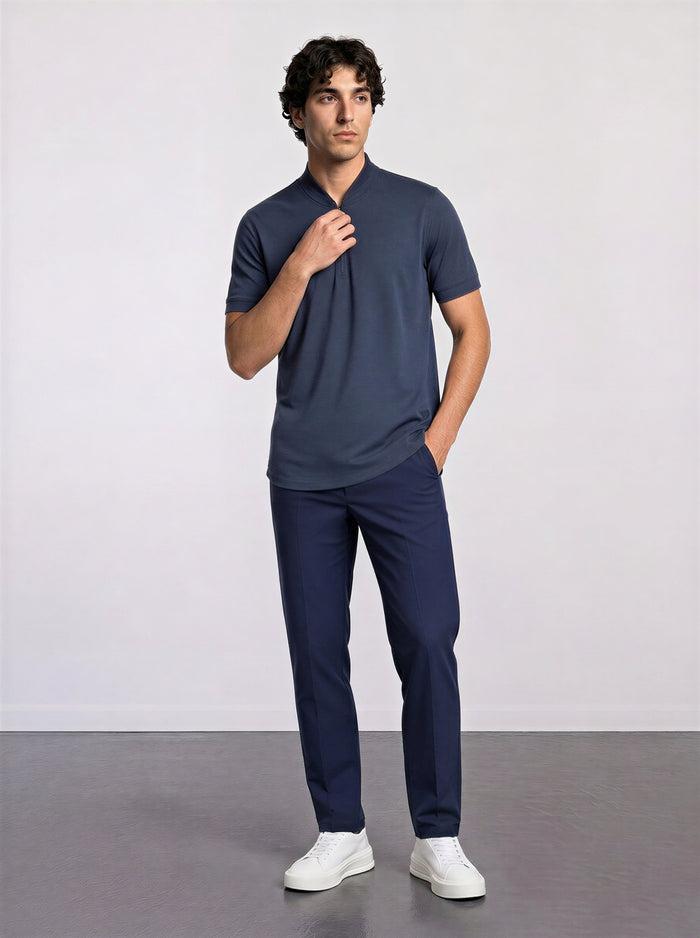 THE APEX - QUARTER ZIP POLO - NAVY BLUE