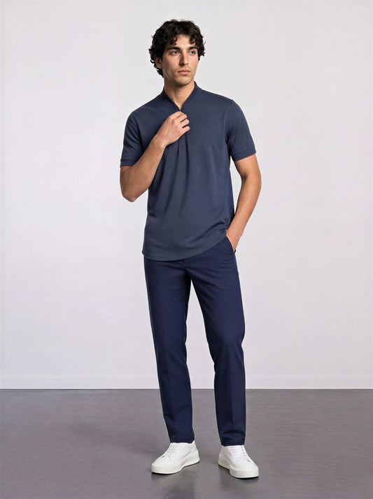 THE APEX - QUARTER ZIP POLO - NAVY BLUE