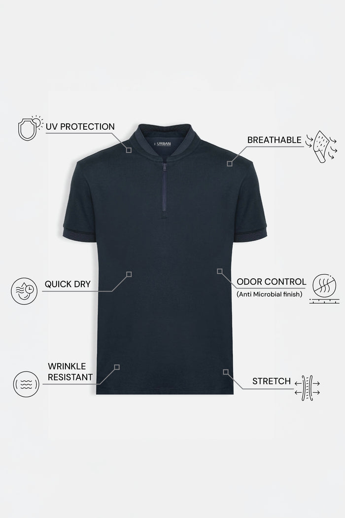 THE APEX - QUARTER ZIP POLO - NAVY BLUE