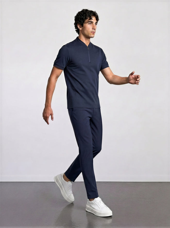 THE APEX - QUARTER ZIP POLO - NAVY BLUE