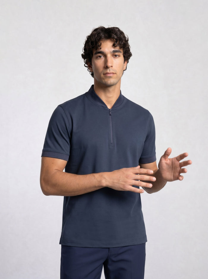 THE APEX - QUARTER ZIP POLO - NAVY BLUE