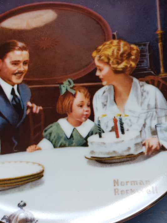 "The Birthday Wish" by Norman Rockwell collectible plate