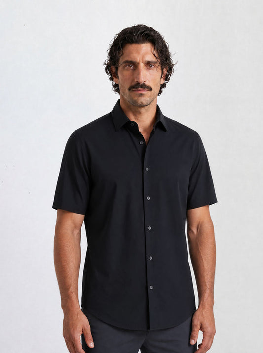 THE CITY - SLIM HALF SHIRT - BLACK