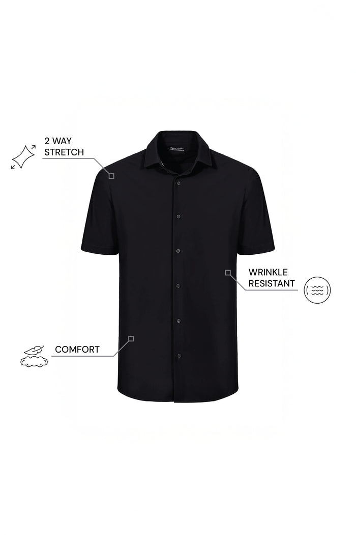THE CITY - SLIM HALF SHIRT - BLACK