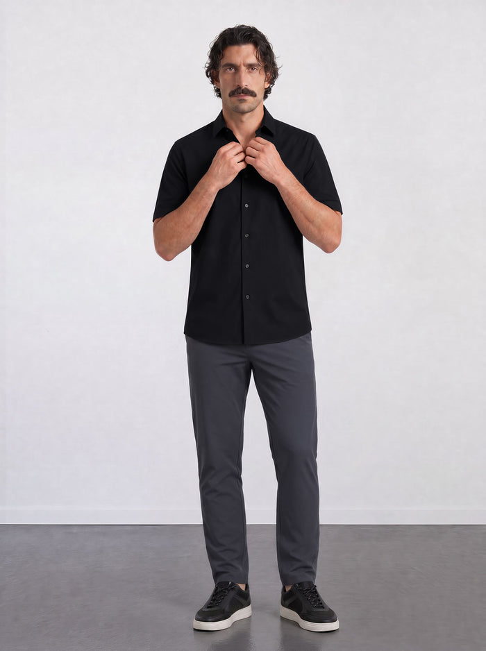 THE CITY - SLIM HALF SHIRT - BLACK