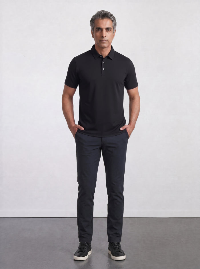 THE CLOUD SILK - SLIM POLO - BLACK