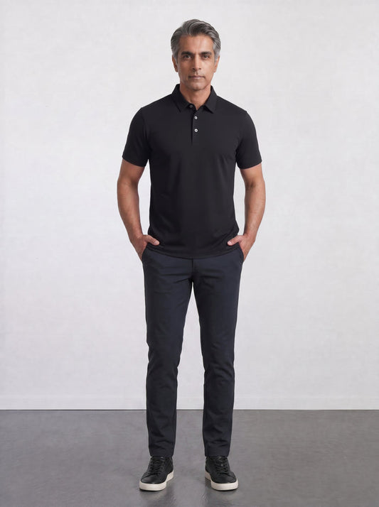THE CLOUD SILK - SLIM POLO - BLACK