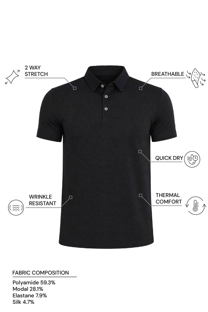 THE CLOUD SILK - SLIM POLO - BLACK