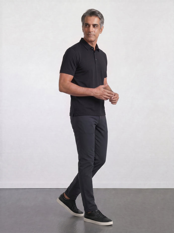 THE CLOUD SILK - SLIM POLO - BLACK