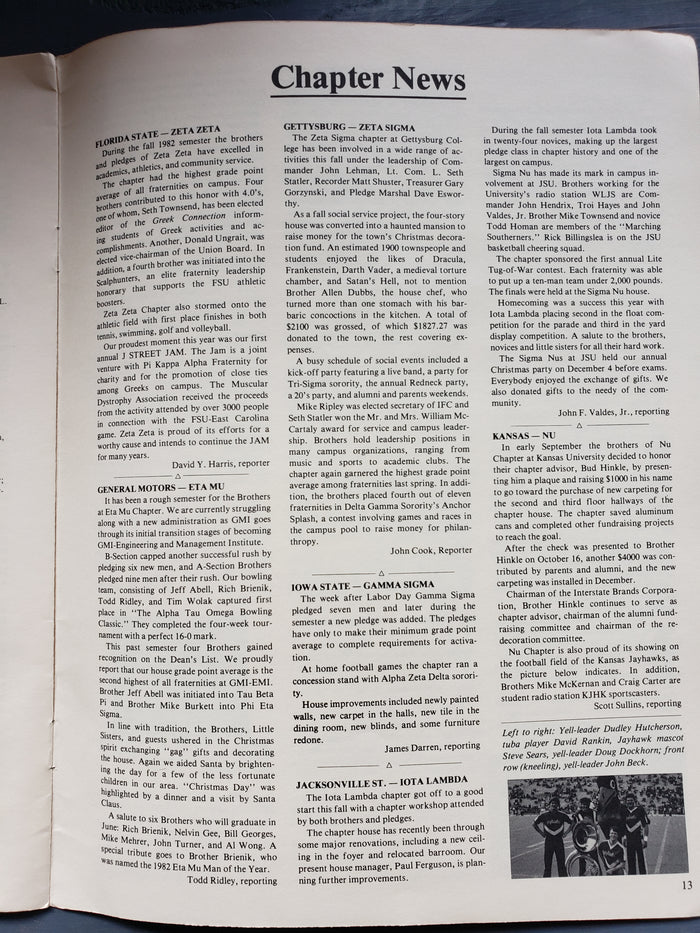 The Delta of Sigma Nu Winter 1983 issue