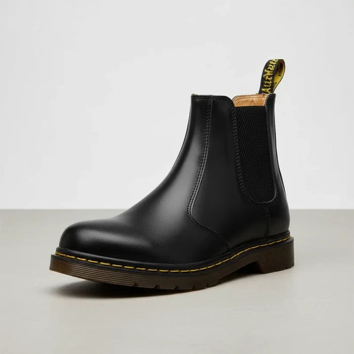 The Elegance Cowhide Thick-Heeled Boots