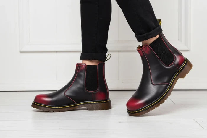 The Elegance Cowhide Thick-Heeled Boots