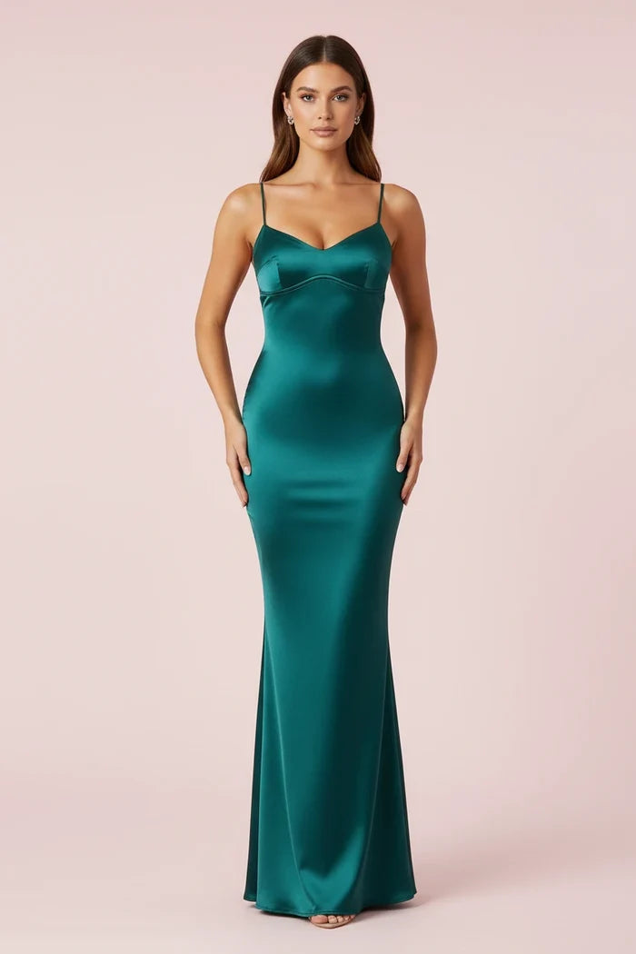 The Elegant Monochrome Satin Sling Dress