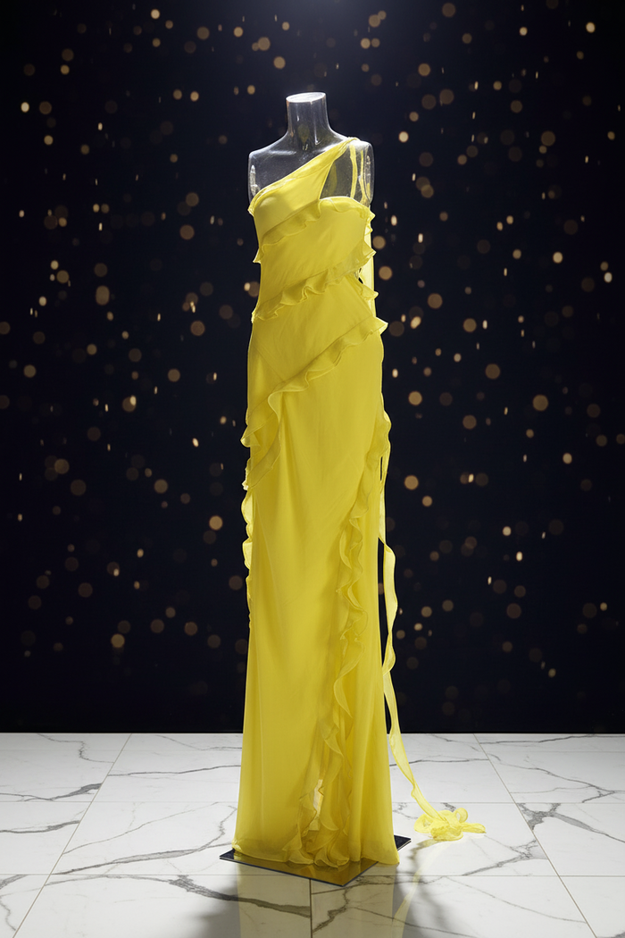The Elegant One-Shoulder Polyester Slit Gown