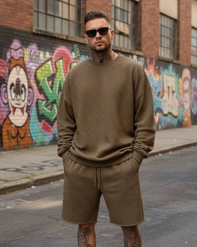 The Elegant Waffle-Knit Geometric Textured Lounge Set