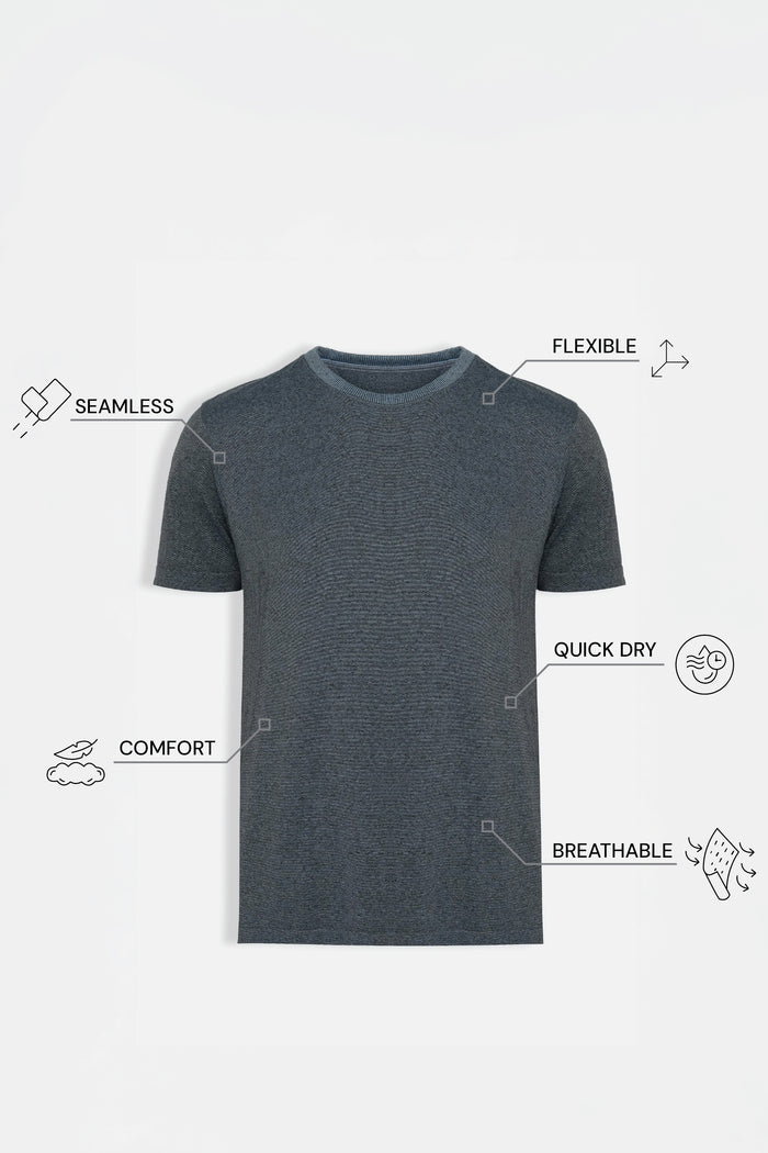 THE EVERYDAY - SEAMLESS HALF TEE - MEDIUM BLUE