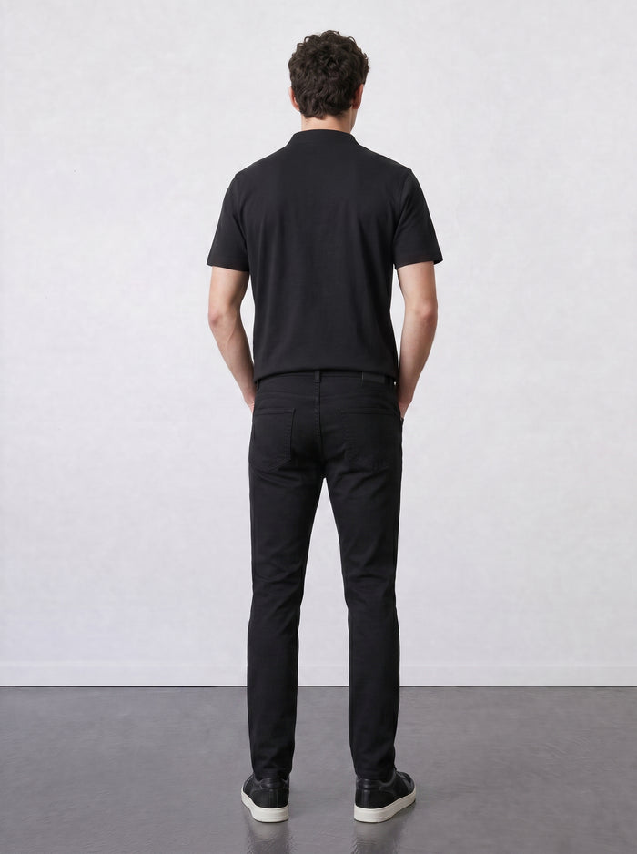 THE FLEX - HENLEY COLLAR HALF TEE - BLACK