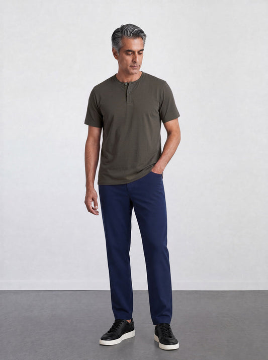 THE FLEX - HENLEY COLLAR HALF TEE - GRAPHITE GREY