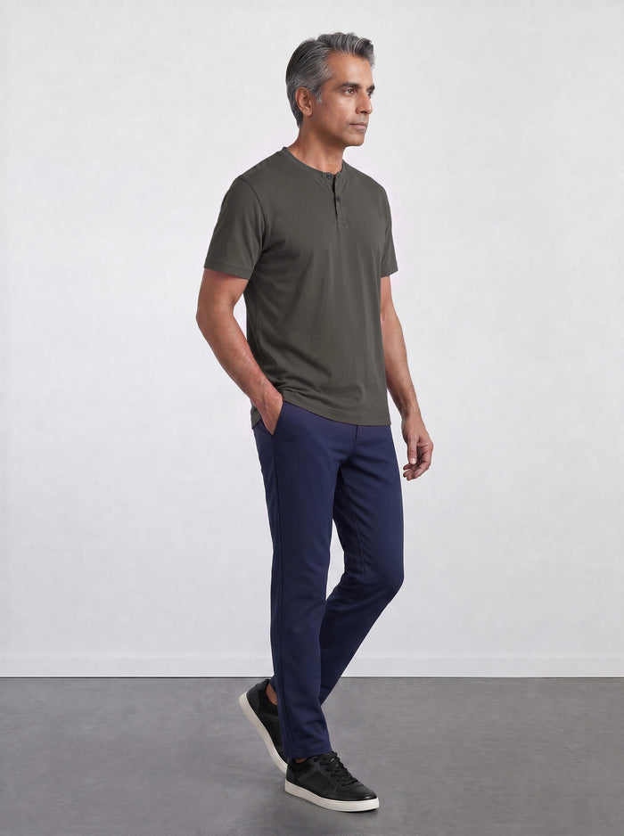 THE FLEX - HENLEY COLLAR HALF TEE - GRAPHITE GREY