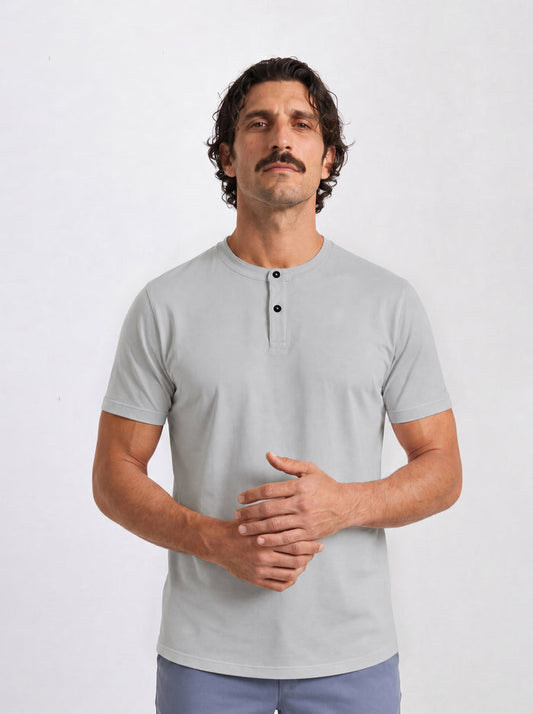 THE FLEX - HENLEY COLLAR HALF TEE - ICE