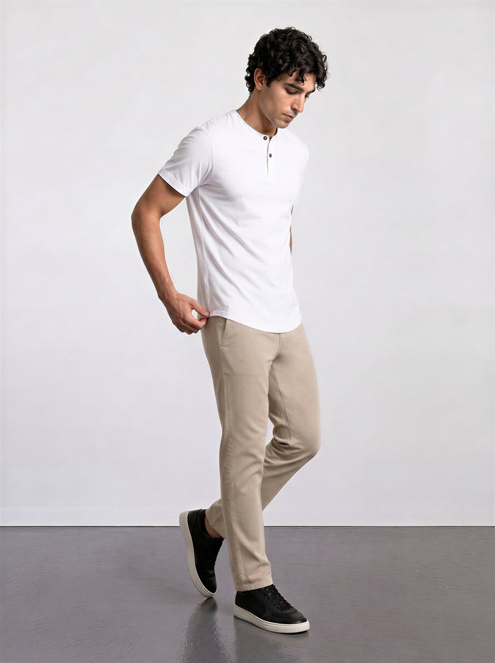 THE FLEX - HENLEY COLLAR HALF TEE - WHITE