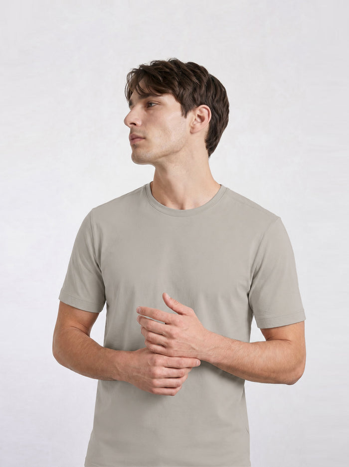THE FLEX - PIMA HALF TEE - BEIGE