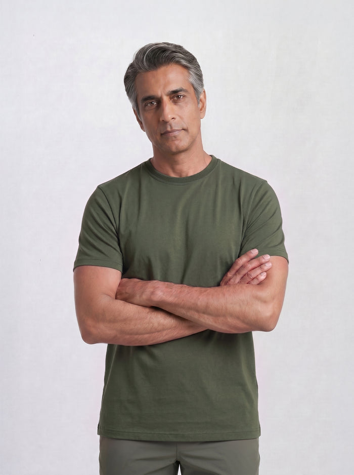 THE FLEX - PIMA HALF TEE - DARK GREEN