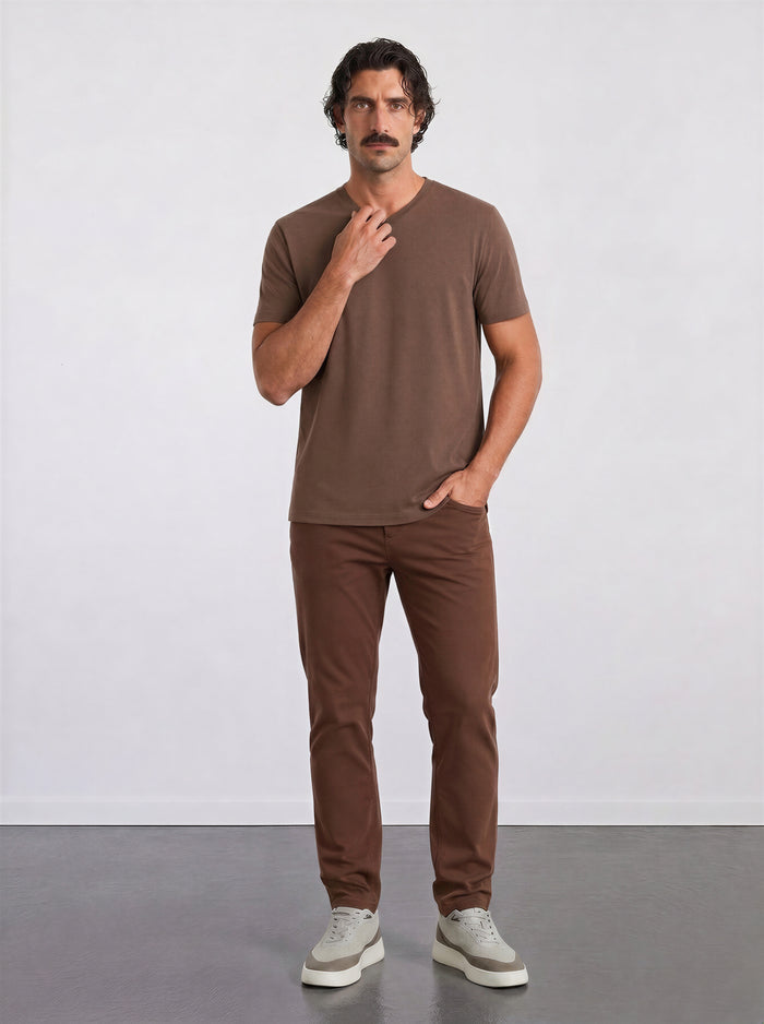THE FLEX - PIMA HALF TEE - OCHRE