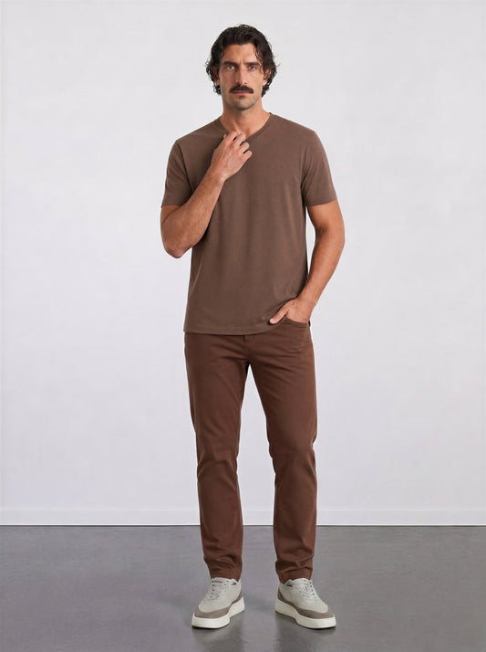 THE FLEX - PIMA HALF TEE - OCHRE