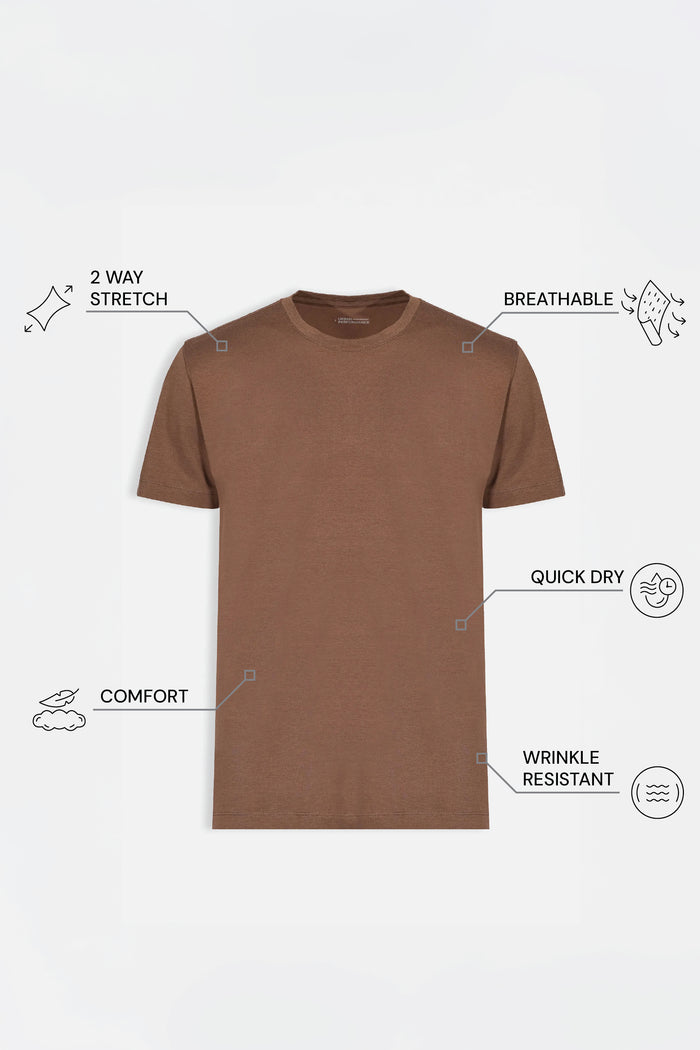 THE FLEX - PIMA HALF TEE - OCHRE
