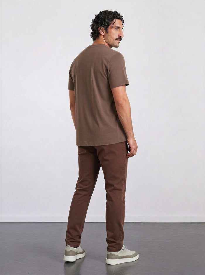 THE FLEX - PIMA HALF TEE - OCHRE