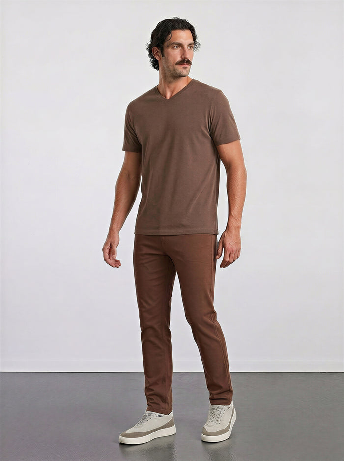 THE FLEX - PIMA HALF TEE - OCHRE