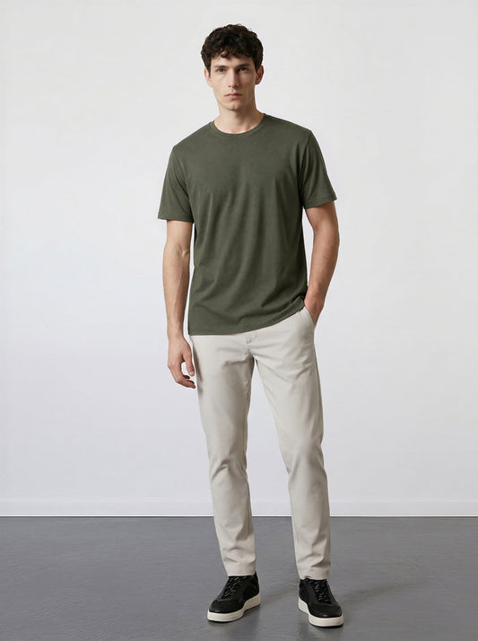 THE FLEX - PIMA HALF TEE - OLIVE GREEN