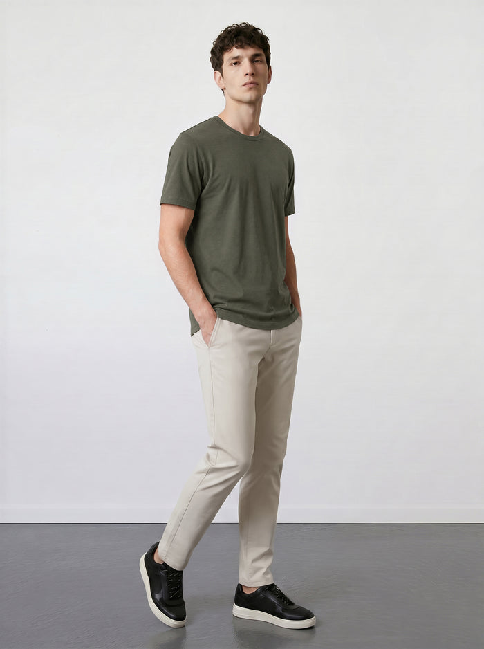 THE FLEX - PIMA HALF TEE - OLIVE GREEN