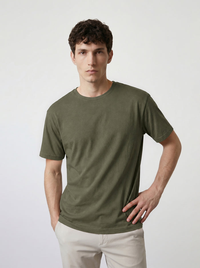 THE FLEX - PIMA HALF TEE - OLIVE GREEN