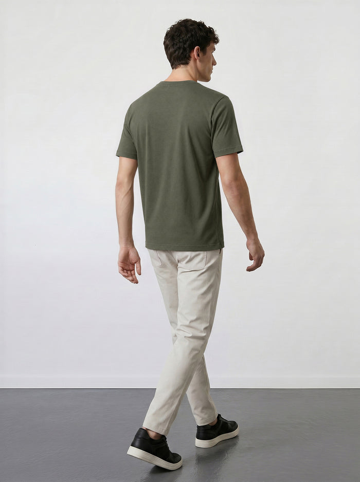 THE FLEX - PIMA HALF TEE - OLIVE GREEN