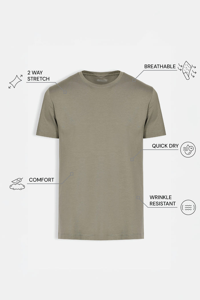 THE FLEX - PIMA HALF TEE - OLIVE GREEN